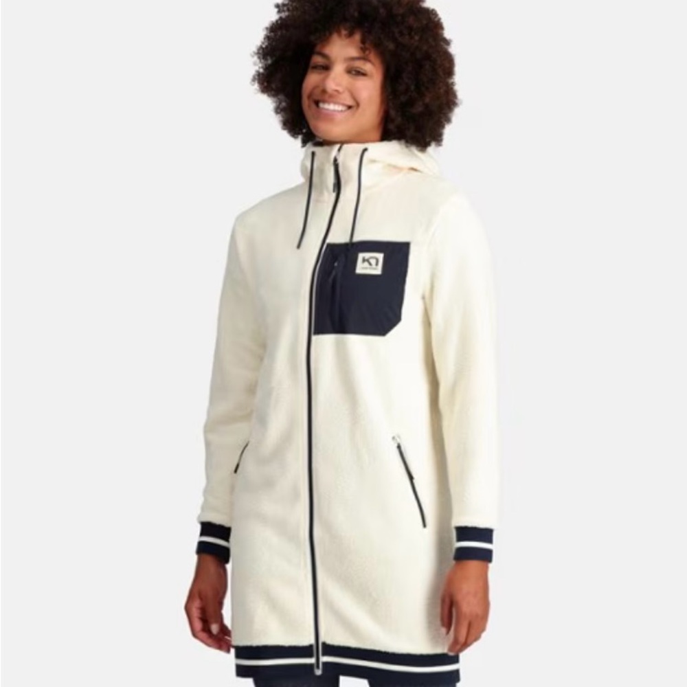 Kari Traa Rothe L Hooded Fleece Long Jacket Large